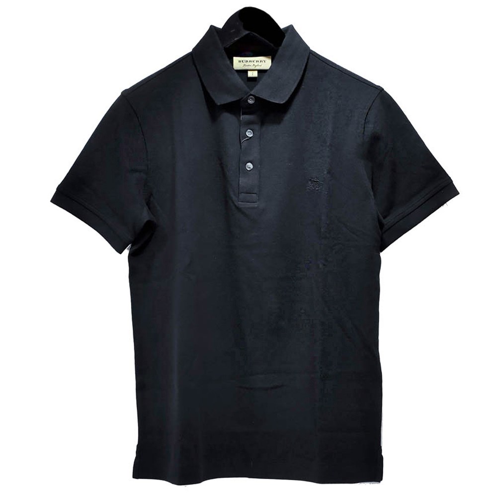 【BURBERRY 】8036273 素面戰馬衣服Logo短袖上衣Polo衫(黑色)