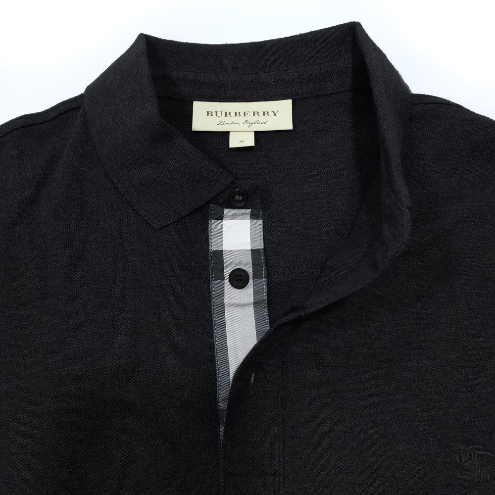 【BURBERRY 】8036273 素面戰馬衣服Logo短袖上衣Polo衫(黑色)