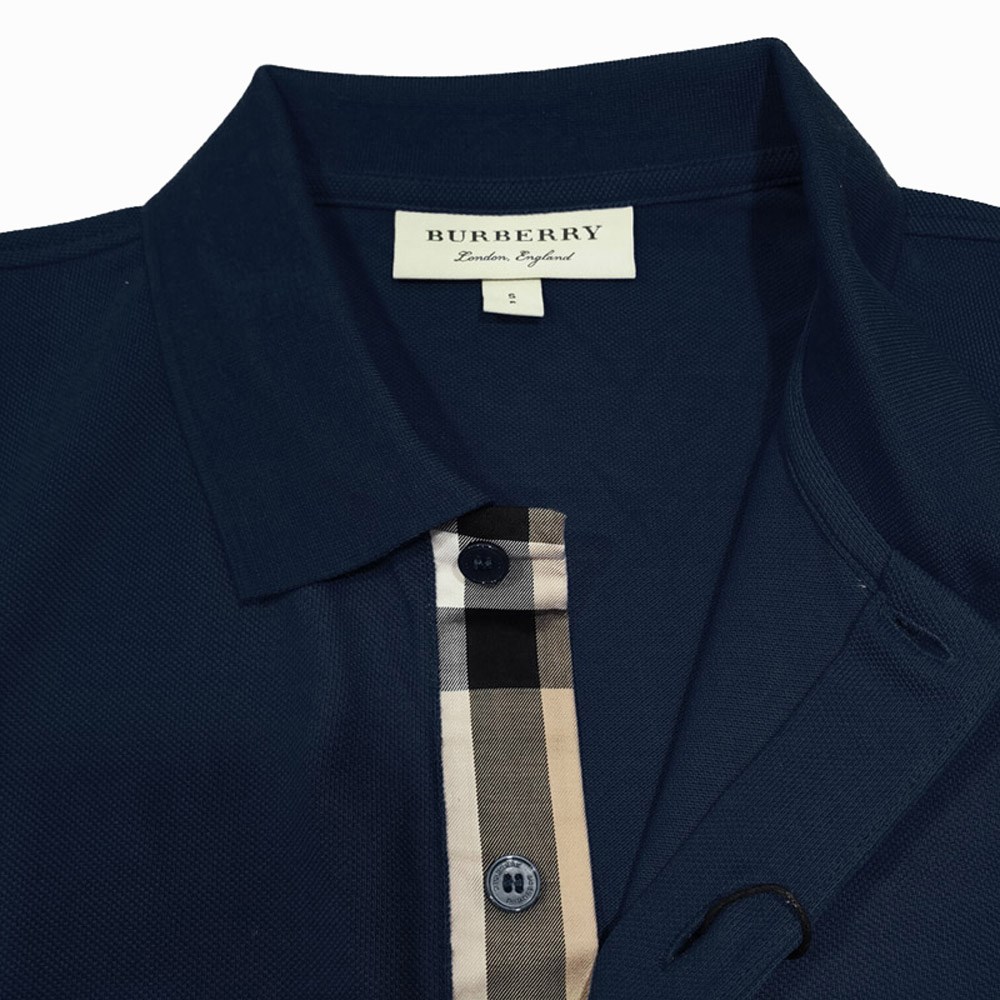 【BURBERRY 】8036248 素面戰馬衣服Logo短袖上衣Polo衫(深藍色)