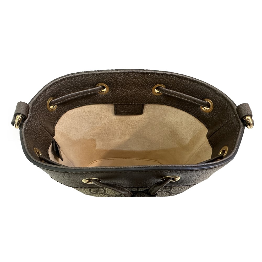 【GUCCI 】550620 經典Ophidia系列迷你斜背水桶包(棕色)