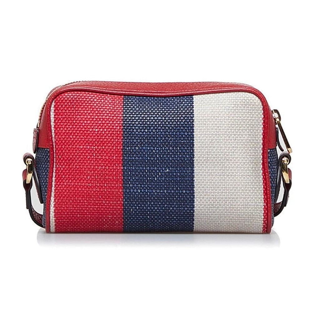 【GUCCI 古馳】517350 經典Minisac Ophidia系列GG LOGO拚色拉鍊迷你肩背/斜背包(紅色)