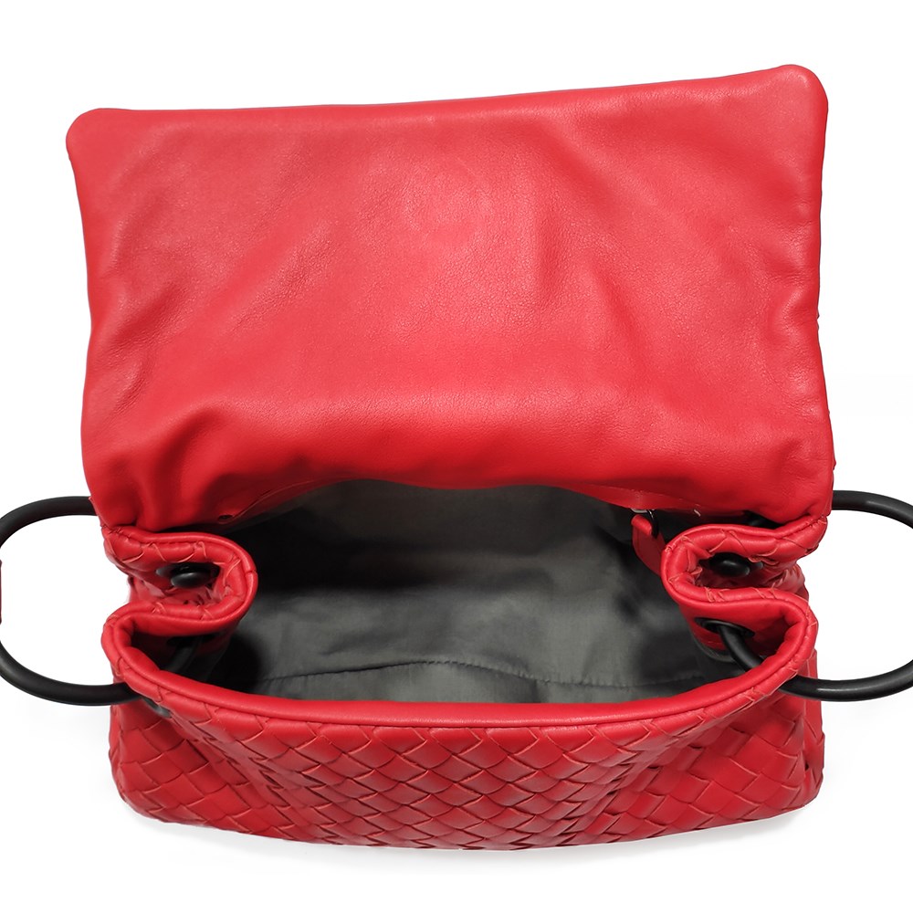 【BOTTEGA VENETA 】624043 經典手工編織小羊皮肩背包/斜背包(鮮紅色)