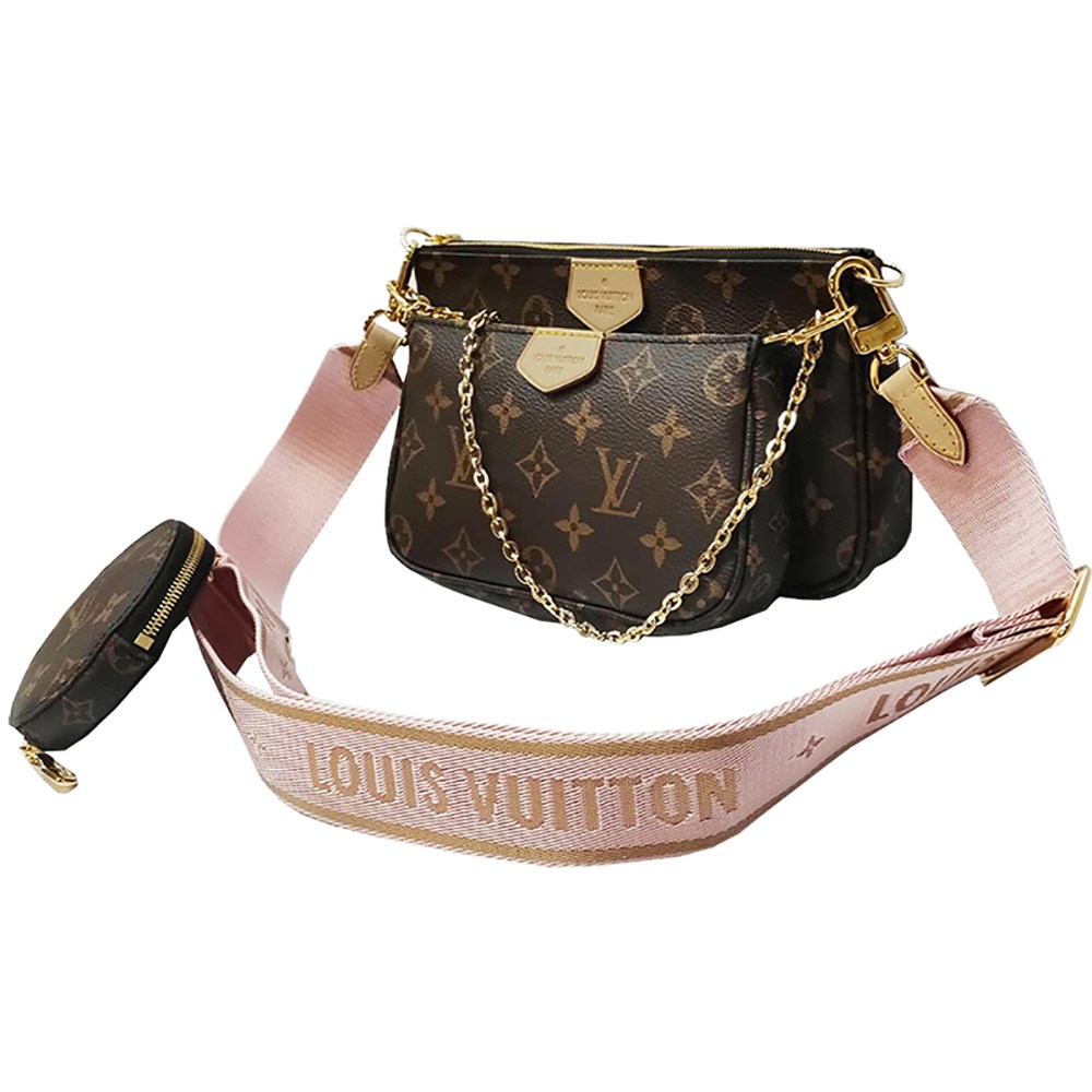 【Louis Vuitton 路易威登】M44840 限量MULTI POCHETTE ACCESSOIRES丞琳款斜背包(全新展示品-粉色)