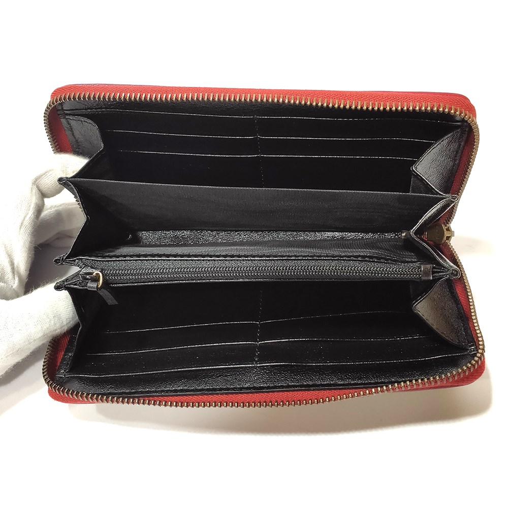【GUCCI 古馳】573810 經典GG Marmont 絎縫斜紋牛皮撞色拉鏈長夾(黑色)