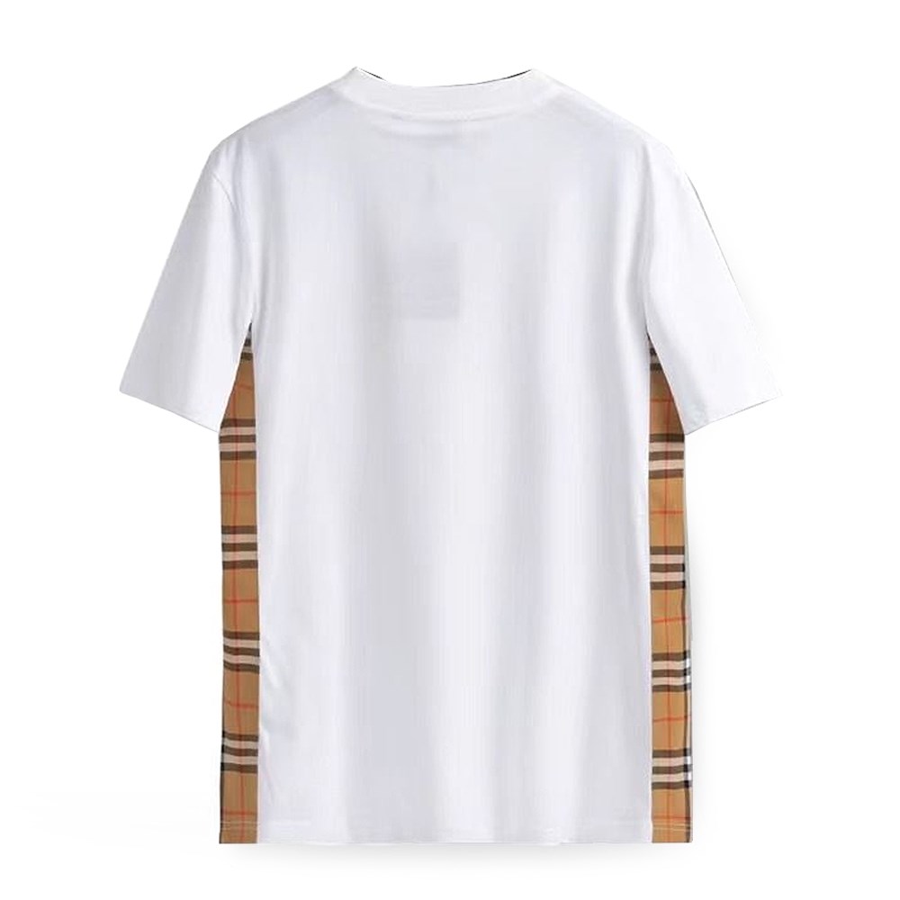 【BURBERRY 巴寶莉】80615531 經典素色風格小LOGO純棉格紋襯邊短袖上衣T恤(白色)