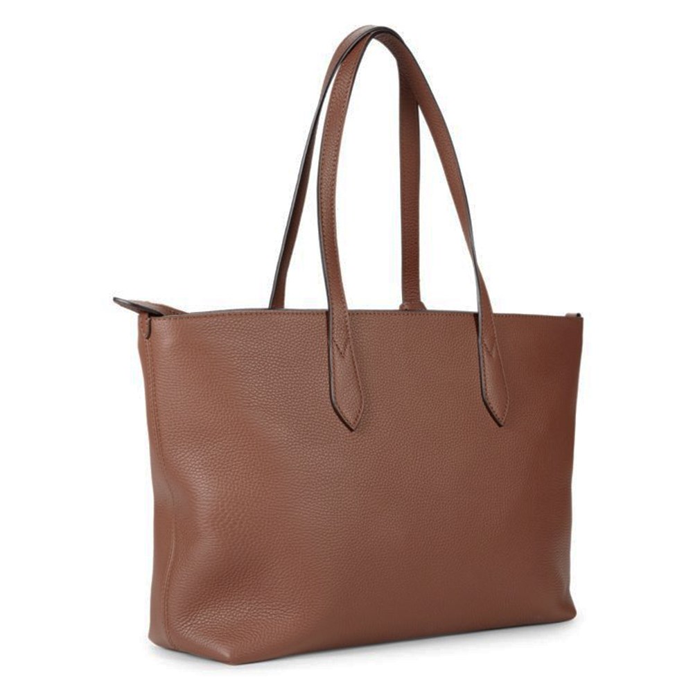 【BURBERRY 巴寶莉】80528551 經典烙印LOGO皮革手提肩購物包托特包(棕色)