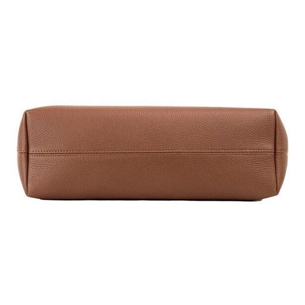 【BURBERRY 巴寶莉】80528551 經典烙印LOGO皮革手提肩購物包托特包(棕色)
