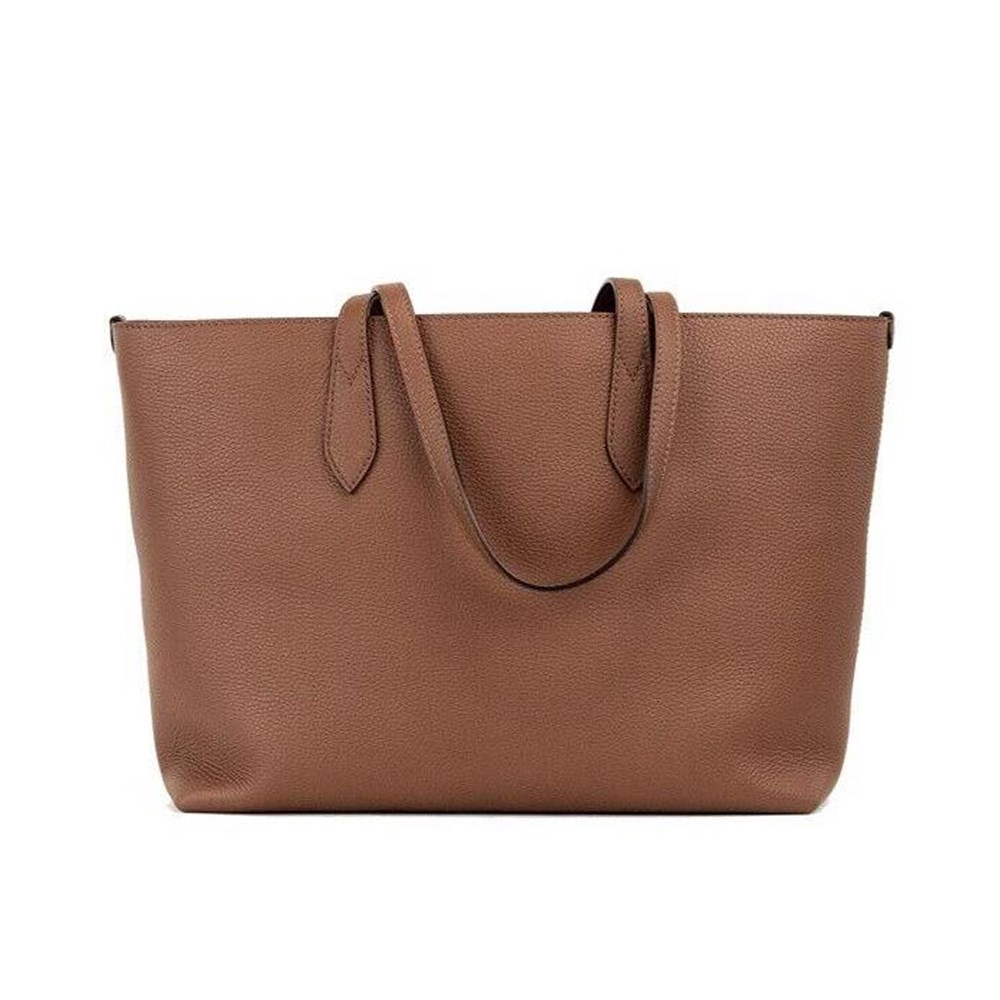 【BURBERRY 巴寶莉】80528551 經典烙印LOGO皮革手提肩購物包托特包(棕色)