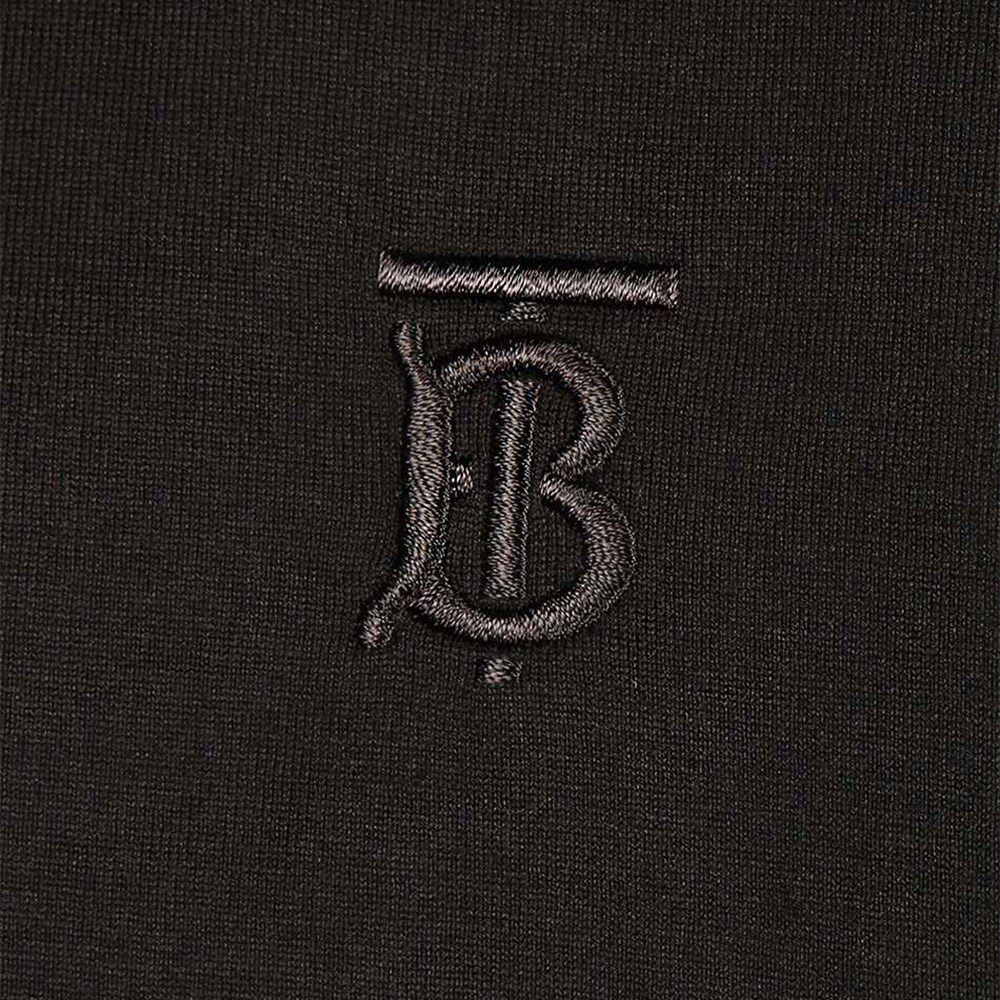 【BURBERRY 巴寶莉】8017121 經典素色風格簡約小LOGO純棉衣服短袖上衣T恤(黑色)