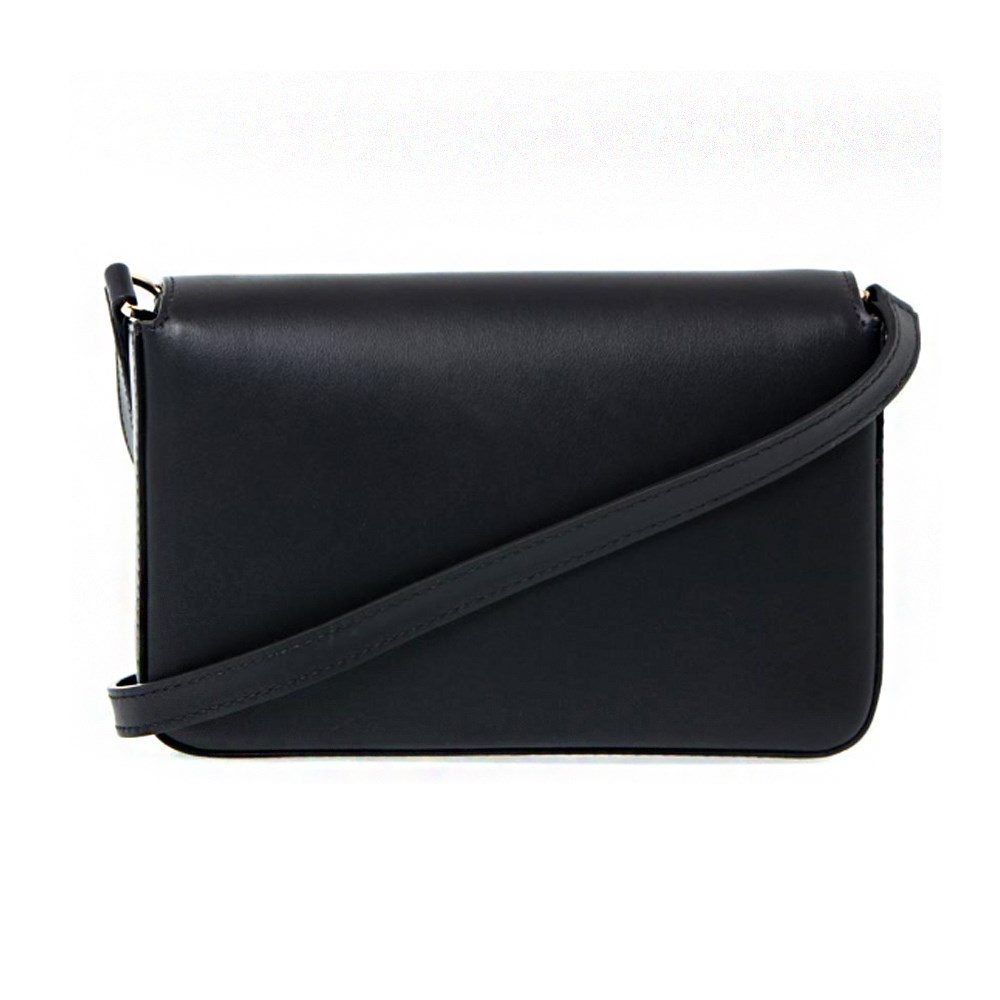 【BURBERRY 巴寶莉】80654811 經典格紋拼接翻蓋式斜背手拿包(黑色)