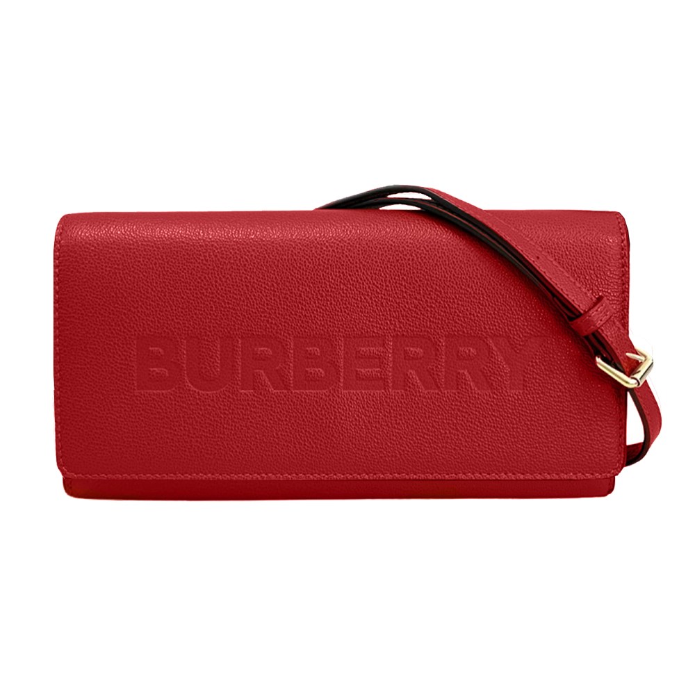 【BURBERRY 巴寶莉】80528391 經典素面壓印皮革WOC手拿斜背包(黑色)