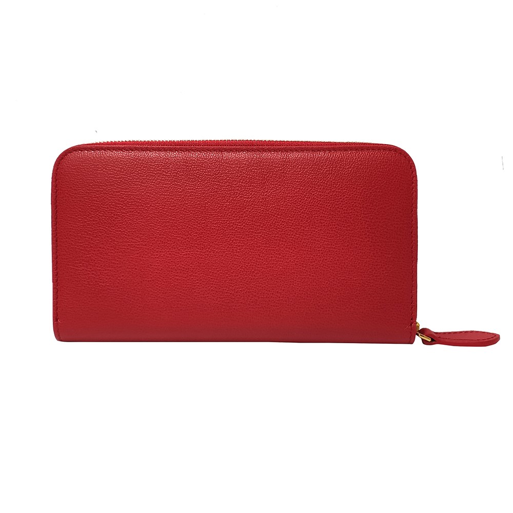 【BURBERRY 巴寶莉】80528331 經典壓印LOGO荔枝牛皮拉鍊長夾(紅色)