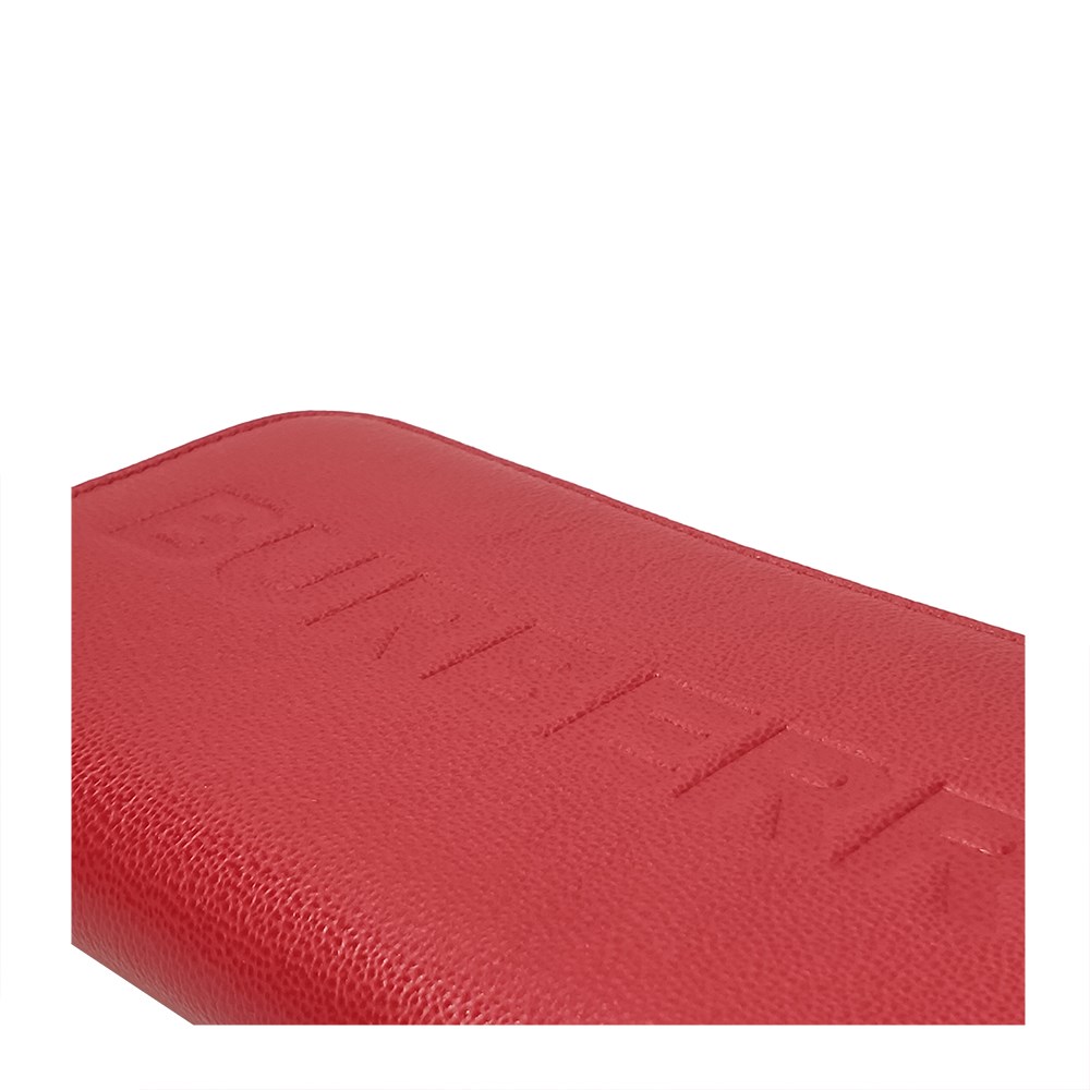 【BURBERRY 巴寶莉】80528331 經典壓印LOGO荔枝牛皮拉鍊長夾(紅色)