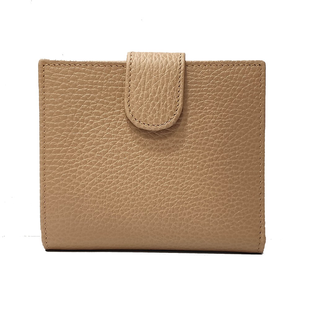 【GUCCI 古馳】615525 經典金屬雙G LOGO牛皮扣式零錢中短夾(膚色)