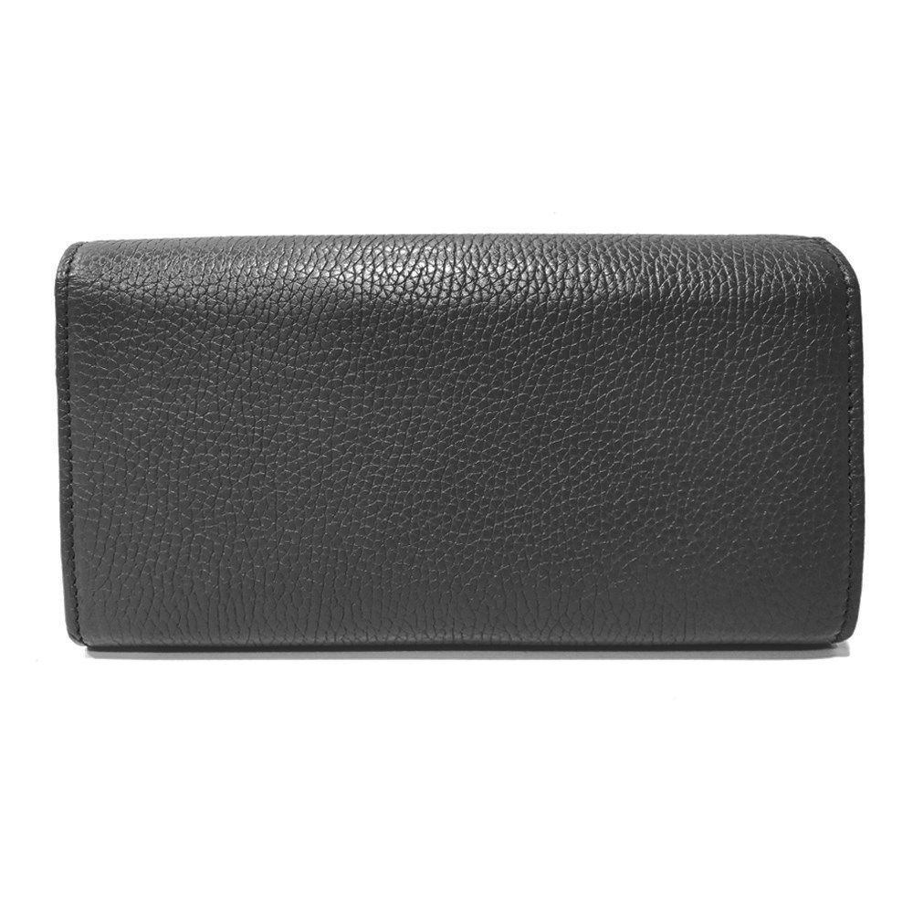 【GUCCI】598206 經典雙G SOHO系列荔枝紋牛皮扣式翻蓋長夾(黑色)