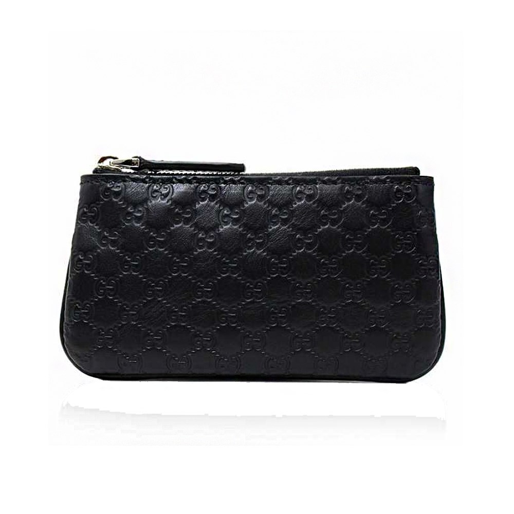 【GUCCI 古馳】544476 Gutchishima GG 鑰匙圈拉鍊零錢包(黑色)
