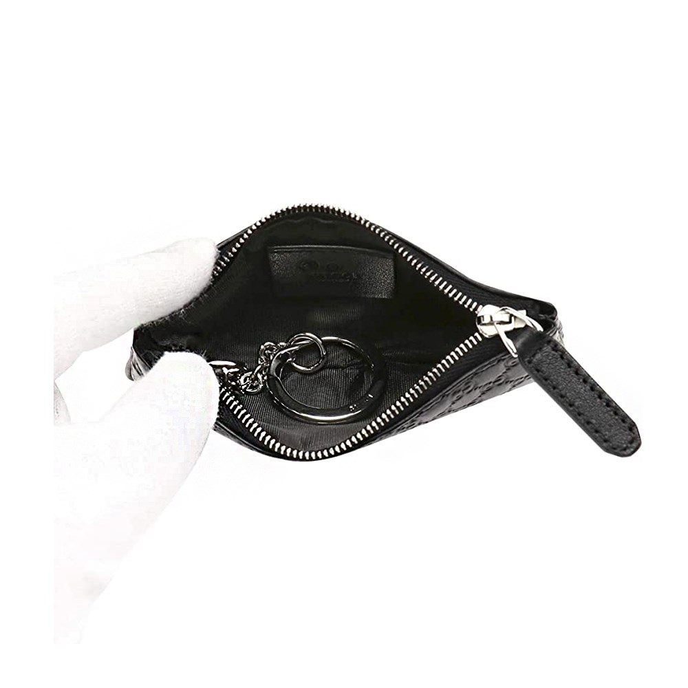 【GUCCI 古馳】544476 Gutchishima GG 鑰匙圈拉鍊零錢包(黑色)