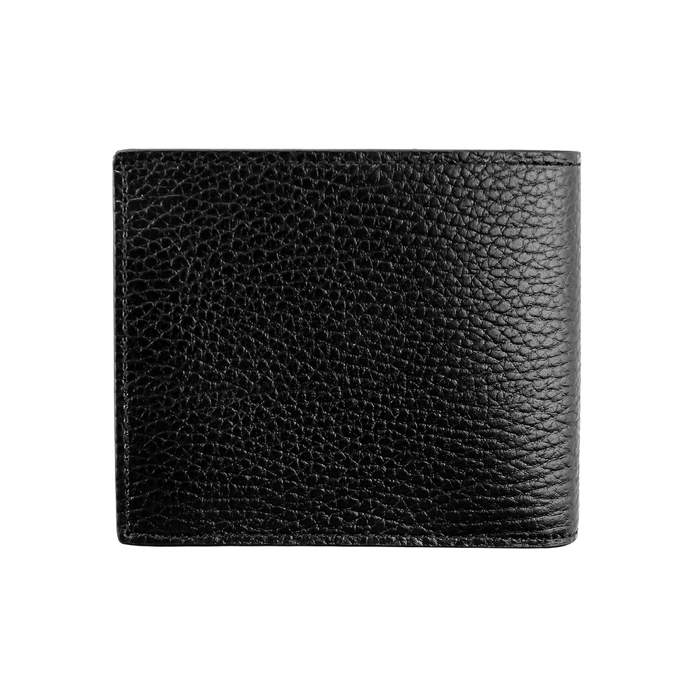 【GUCCI 古馳】610466經典GG  LOGO荔枝牛皮拚色男用對開零錢短夾(綠色) 