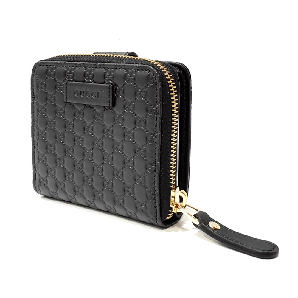 【GUCCI 古馳】經典Guccissima壓紋牛皮拉鍊/暗扣短夾(黑449395-BMJ1G-1000)