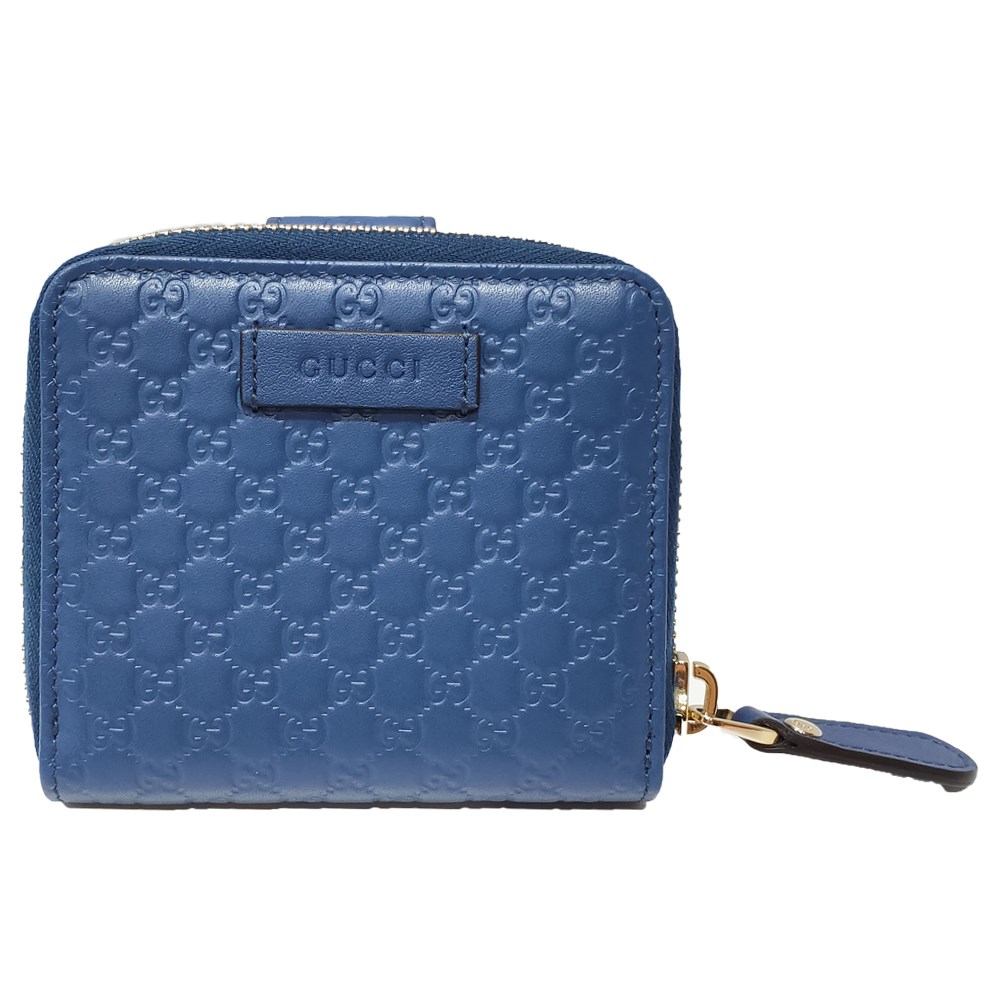 【GUCCI 古馳】經典Guccissima壓紋牛皮拉鍊/暗扣短夾(藍色449395 BMJ1G 4231)