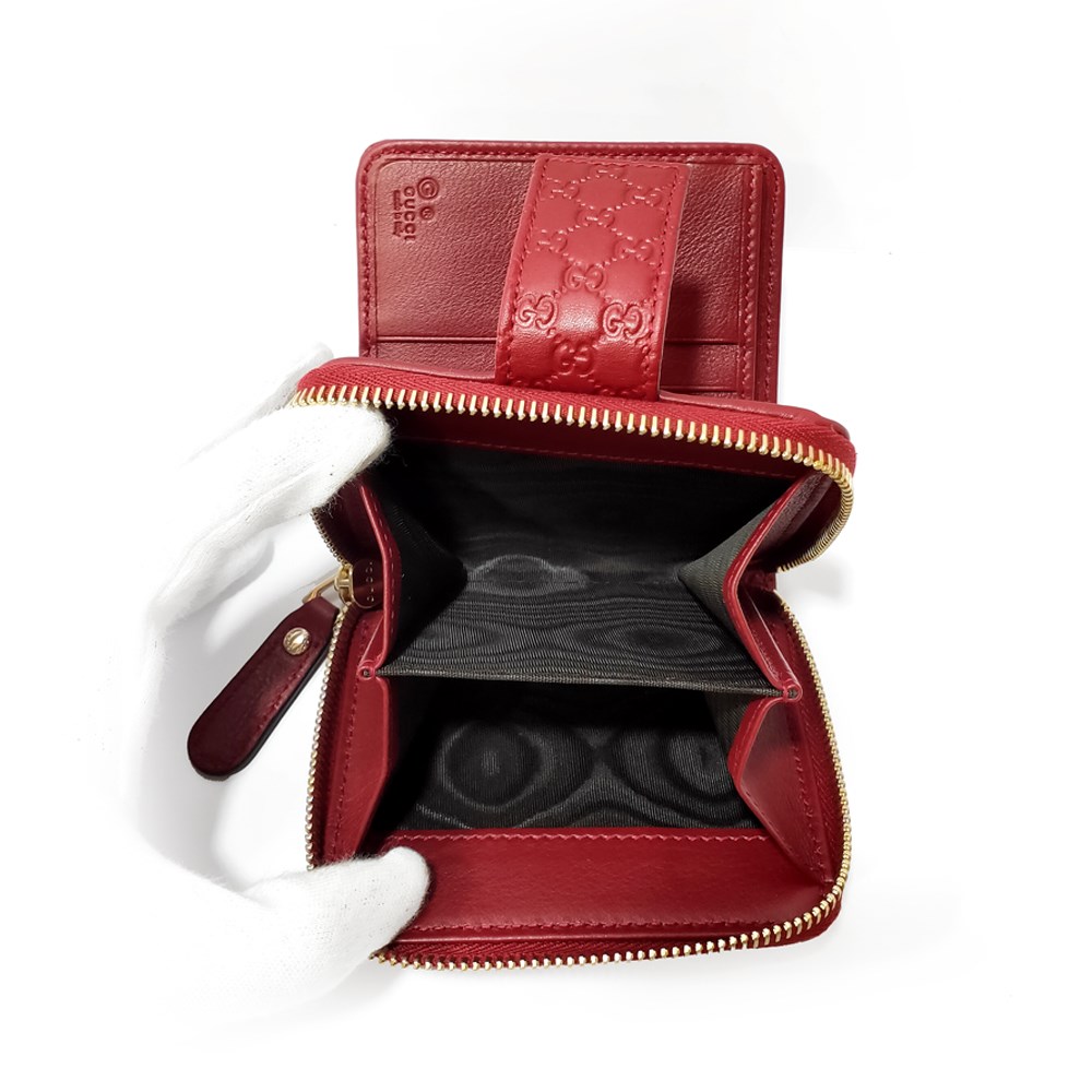 【GUCCI 古馳】經典Guccissima壓紋牛皮拉鍊/暗扣短夾(紅色449395 BMJ1G 6420)