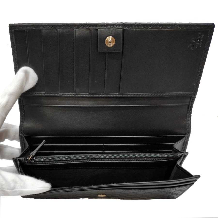 【GUCCI 古馳】449396 經典小雙G LOGO皮革壓紋扣式長夾