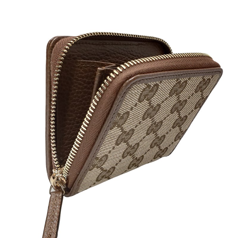 【GUCCI 古馳】346056 經典雙G緹花皮飾邊扣式短夾