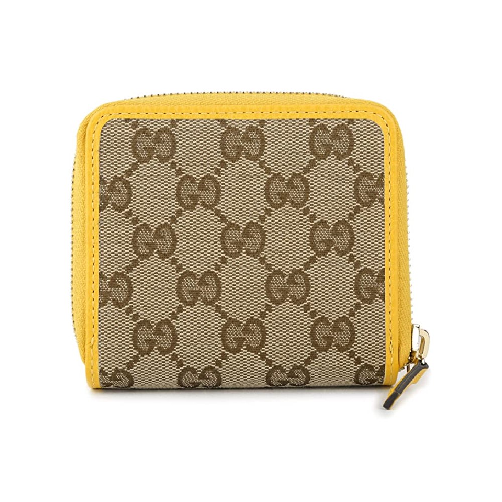 【GUCCI 古馳】346056 經典雙G緹花皮飾邊扣式短夾  - 