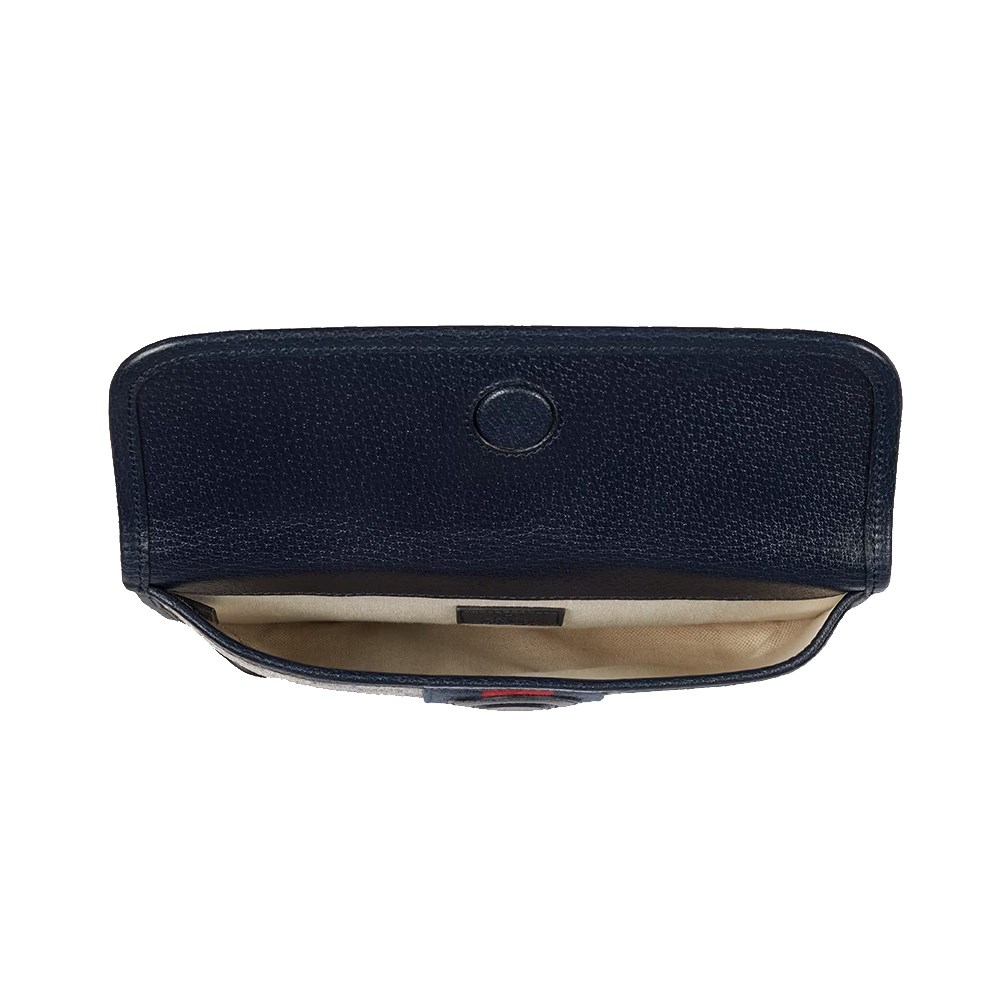 【GUCCI 古馳】674081 經典Ophidia系列GG Supreme帆布印花綠紅綠織背帶手拿/胸腰包