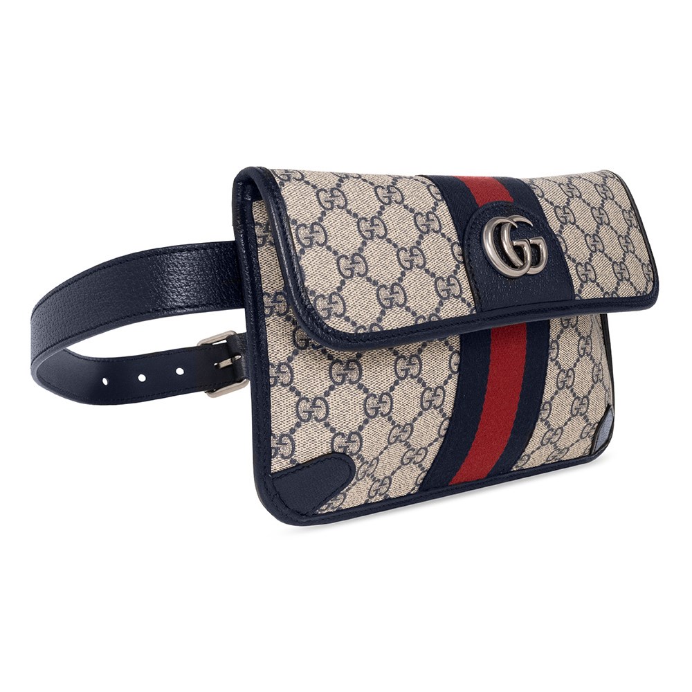 【GUCCI 古馳】674081 經典Ophidia系列GG Supreme帆布印花綠紅綠織背帶手拿/胸腰包