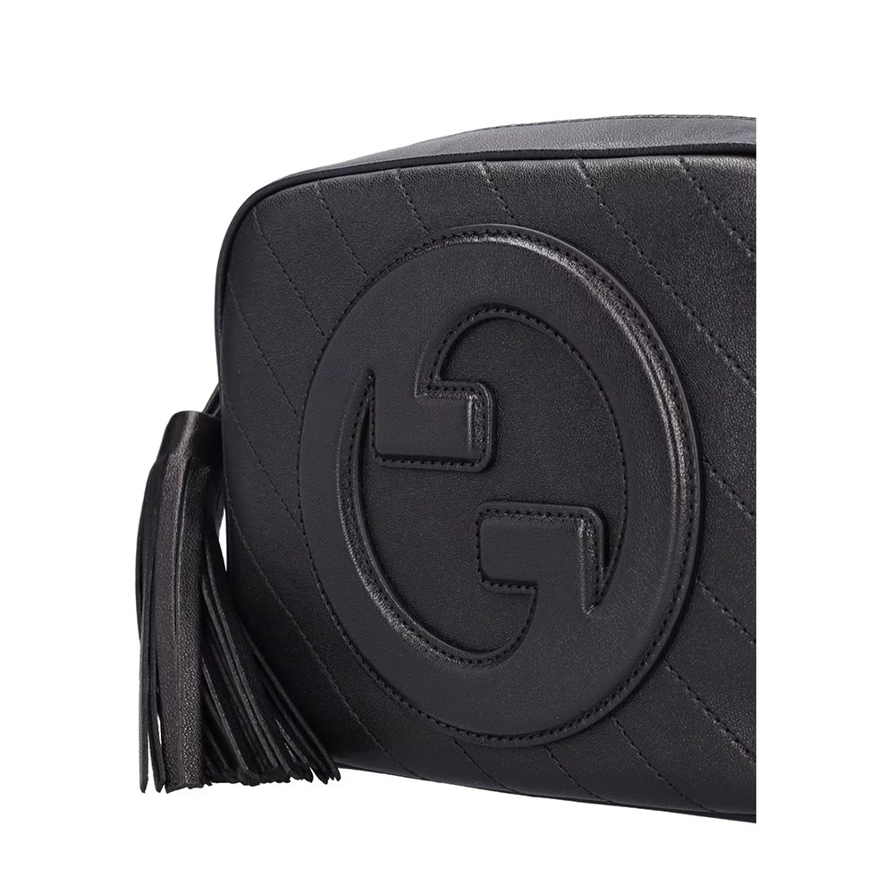 【GUCCI 古馳】742360 新款BLONDIE流蘇吊飾相機包斜背包(黑色)