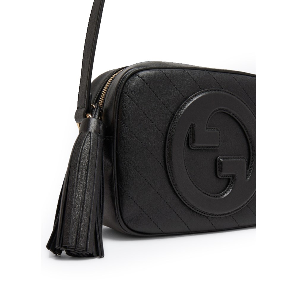 【GUCCI 古馳】742360 新款BLONDIE流蘇吊飾相機包斜背包(黑色)