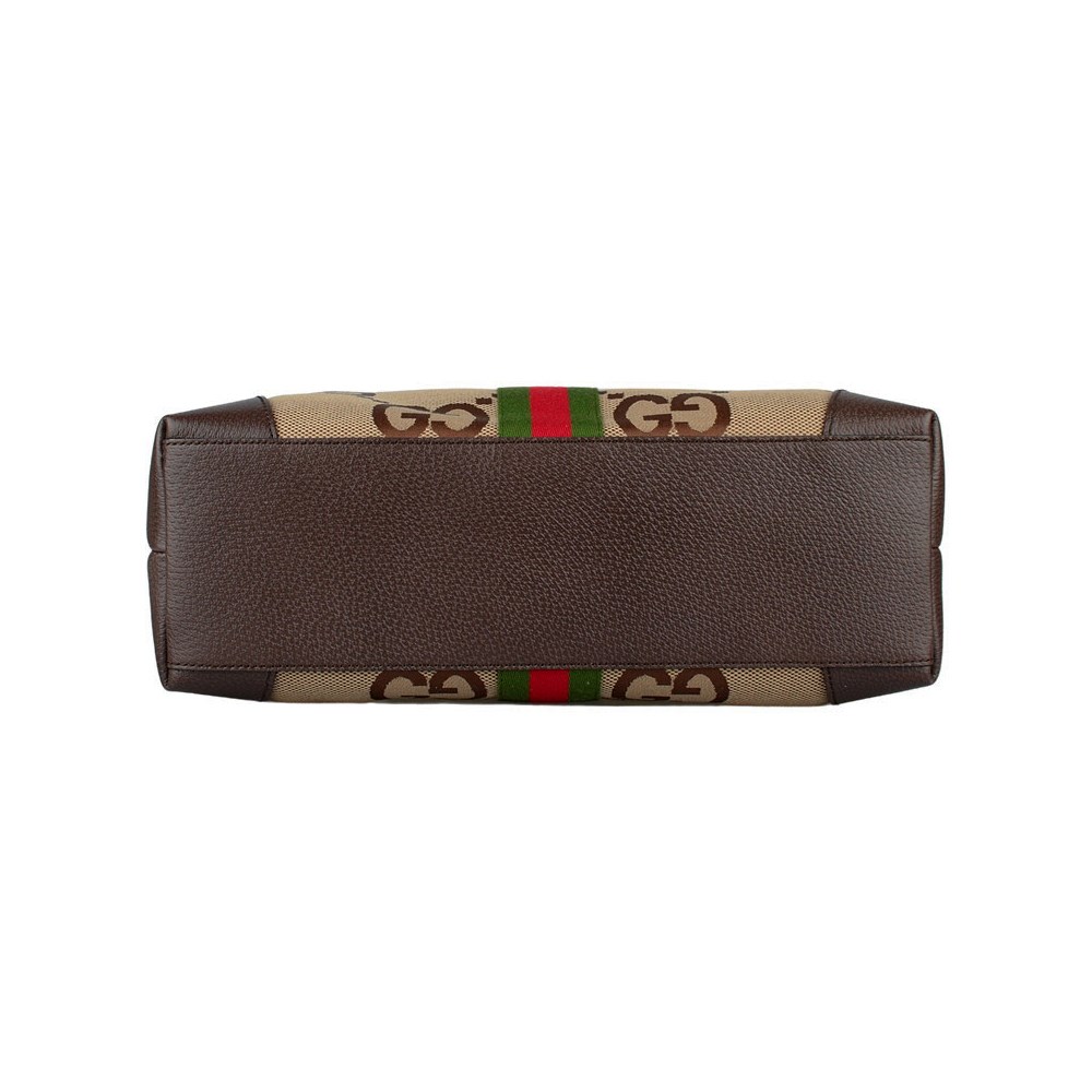 【GUCCI 古馳】631685 Ophidia系列GG帆布印花綠紅綠織帶皮革飾邊肩背托特包/購物包  