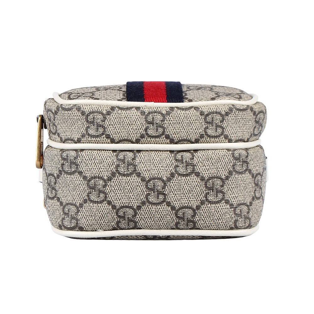 【GUCCI 古馳】671682 經典Ophidia系列GG supreme帆布肩背斜背手機包(白色)
