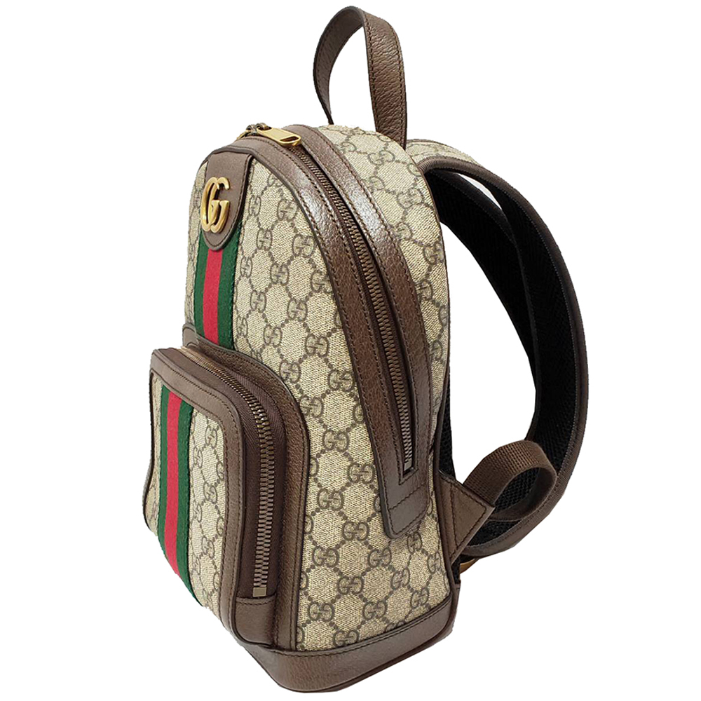 【GUCCI 古馳】547965 經典Ophidia綠紅綠GG印花帆布牛皮飾邊手提/後背包