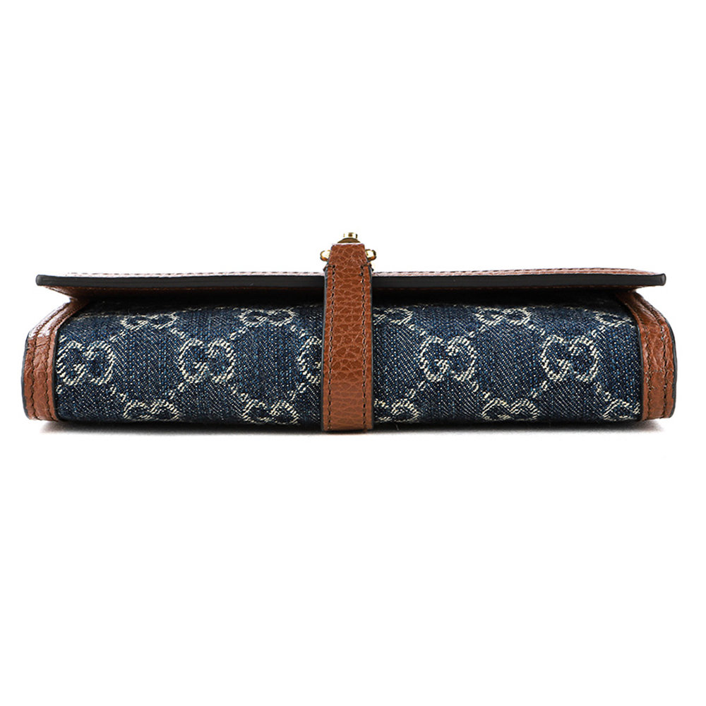 【GUCCI 古馳】652681 經典復古Jackie 1961系列管狀釦環牛仔緹花布面金鍊手拿/斜背兩用包