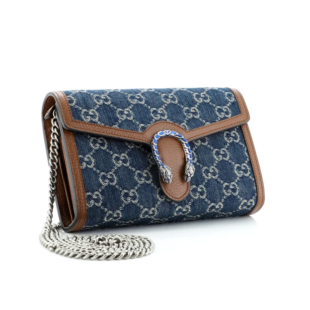 【GUCCI 古馳】401231 經典Dionysus系列GG Supreme帆布迷你酒神斜背包(丹寧)