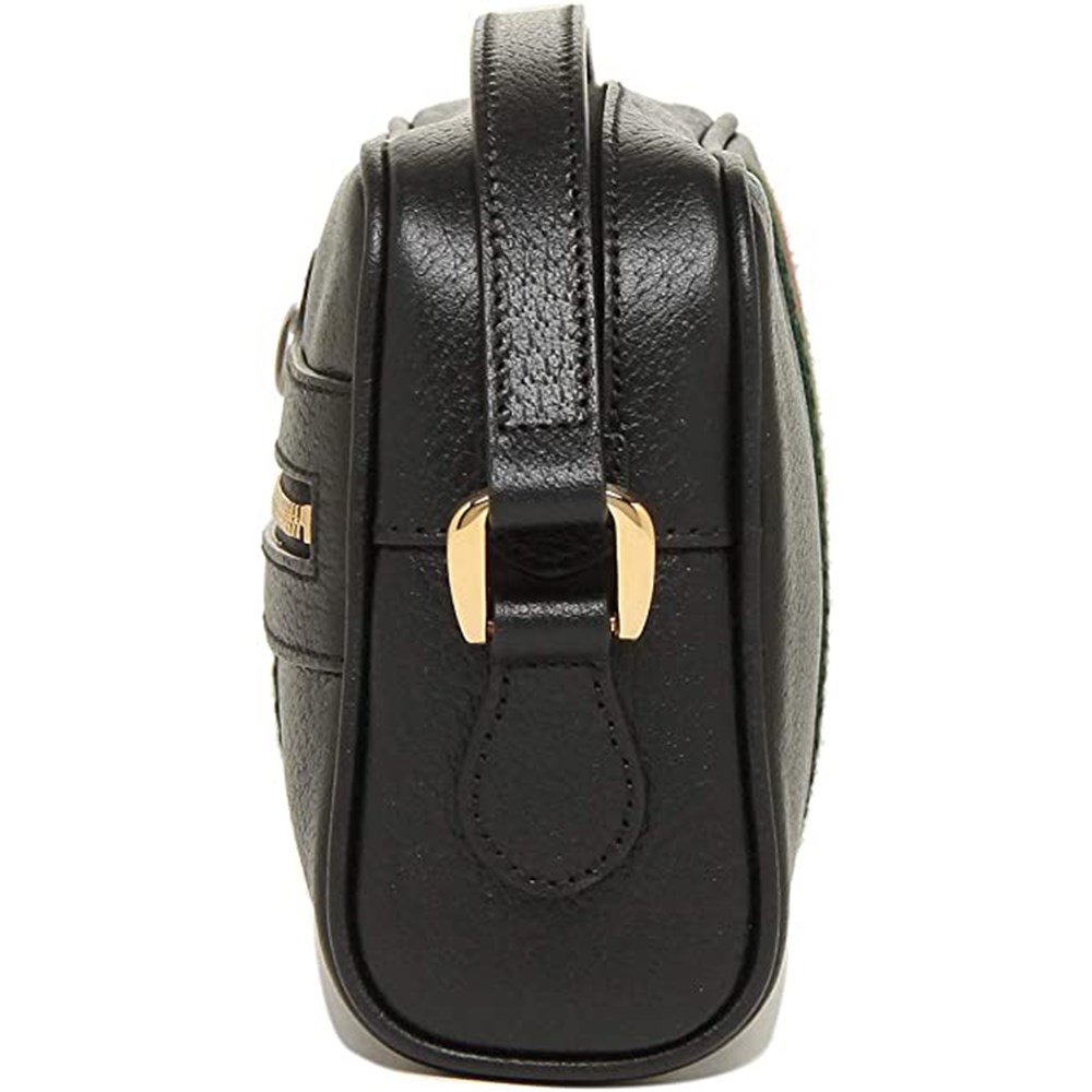 【GUCCI 古馳】719885 經典ophidia系列GG supreme牛皮拉鍊迷你肩背/斜背包(黑)