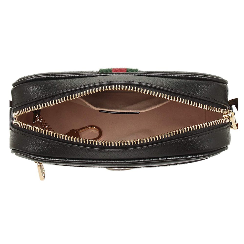 【GUCCI 古馳】719885 經典ophidia系列GG supreme牛皮拉鍊迷你肩背/斜背包(黑)