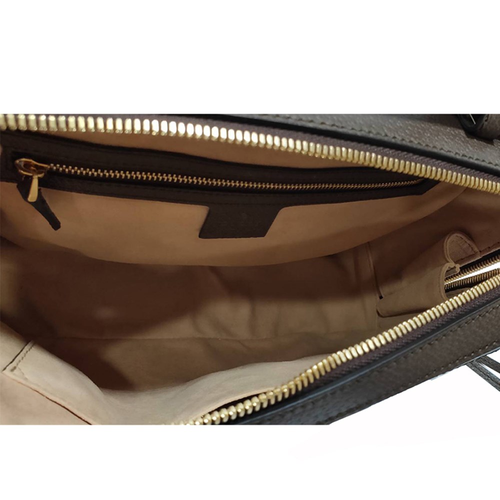 【GUCCI 古馳】550622 經典Ophidia系列帆布印花綠紅綠織帶皮革飾邊拉鍊手提/斜背兩用包