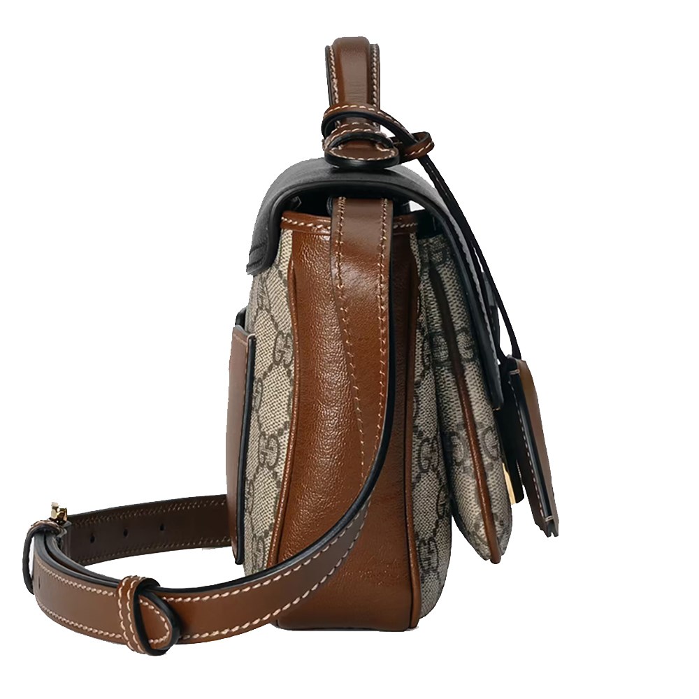 【GUCCI 古馳】658487 經典Padlock MINI 雙色拼接掛鎖造型手提肩背包