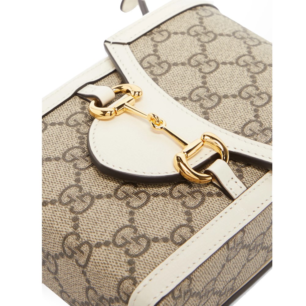【GUCCI 古馳】625615 經典Horsebit mini 迷你馬銜扣肩背斜背1955手機包 (白色)