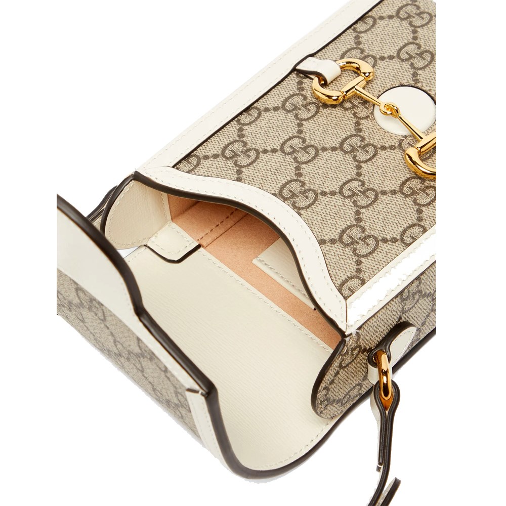 【GUCCI 古馳】625615 經典Horsebit mini 迷你馬銜扣肩背斜背1955手機包 (白色)