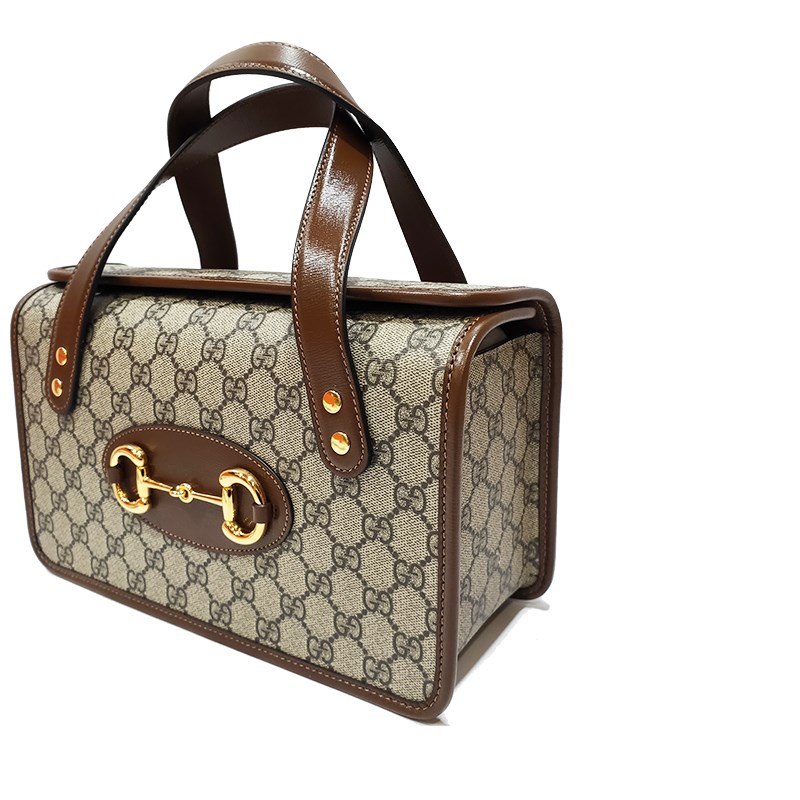 【GUCCI 古馳】627323 經典1955馬銜扣系列波士頓手提包(棕色)