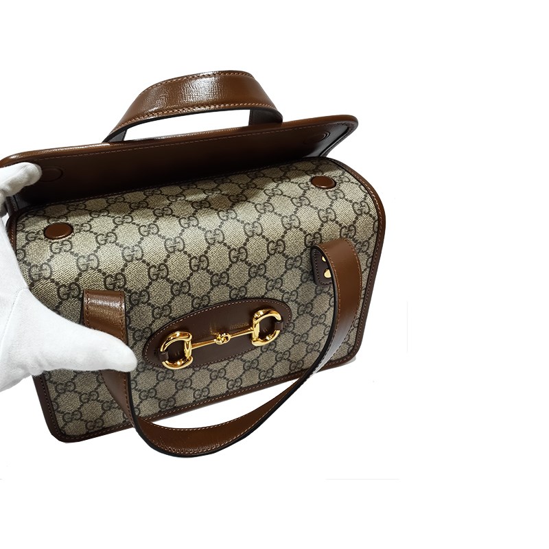 【GUCCI 古馳】627323 經典1955馬銜扣系列波士頓手提包(棕色)