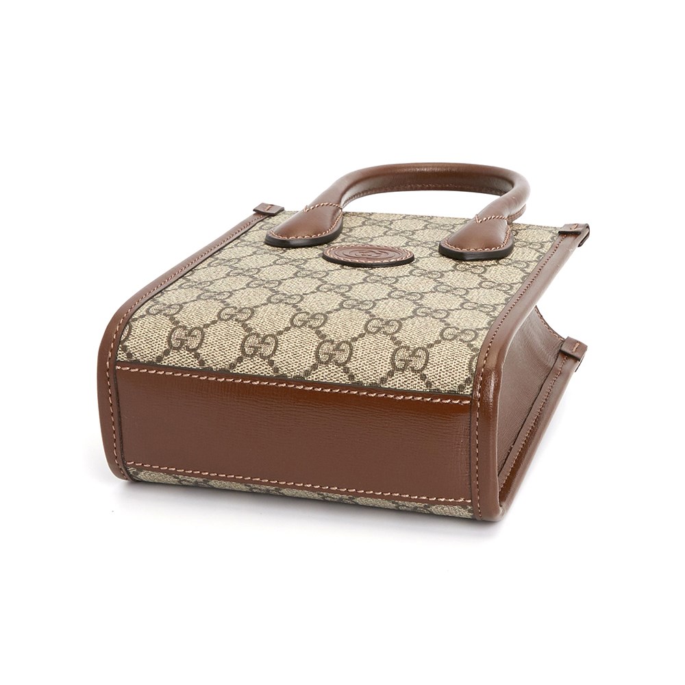 【GUCCI 古馳】671623 經典Interlocking G系列迷你中性款手提/單肩/斜背手機兩用包(棕色)