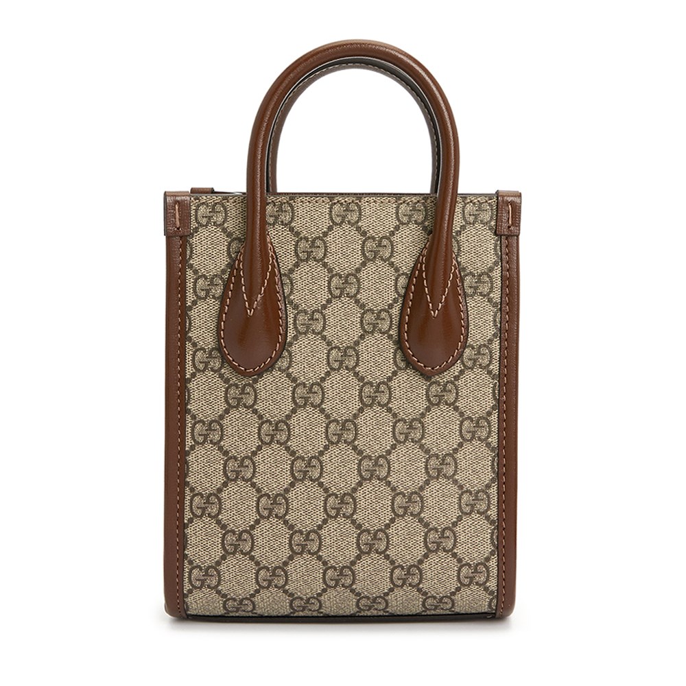 【GUCCI 古馳】671623 經典Interlocking G系列迷你中性款手提/單肩/斜背手機兩用包(棕色)