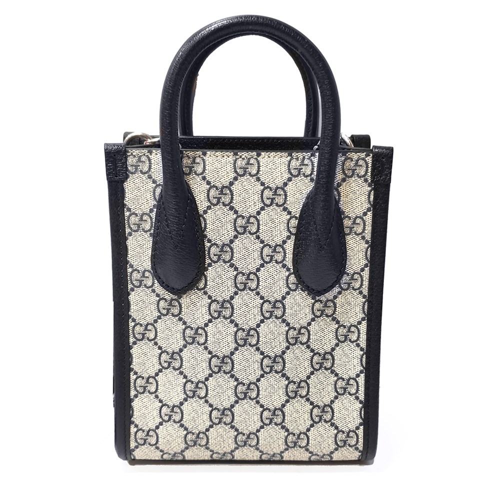【GUCCI 古馳】671623 新款Interlocking G系列迷你中性款手提/單肩/斜背手機兩用包(藍黑色)