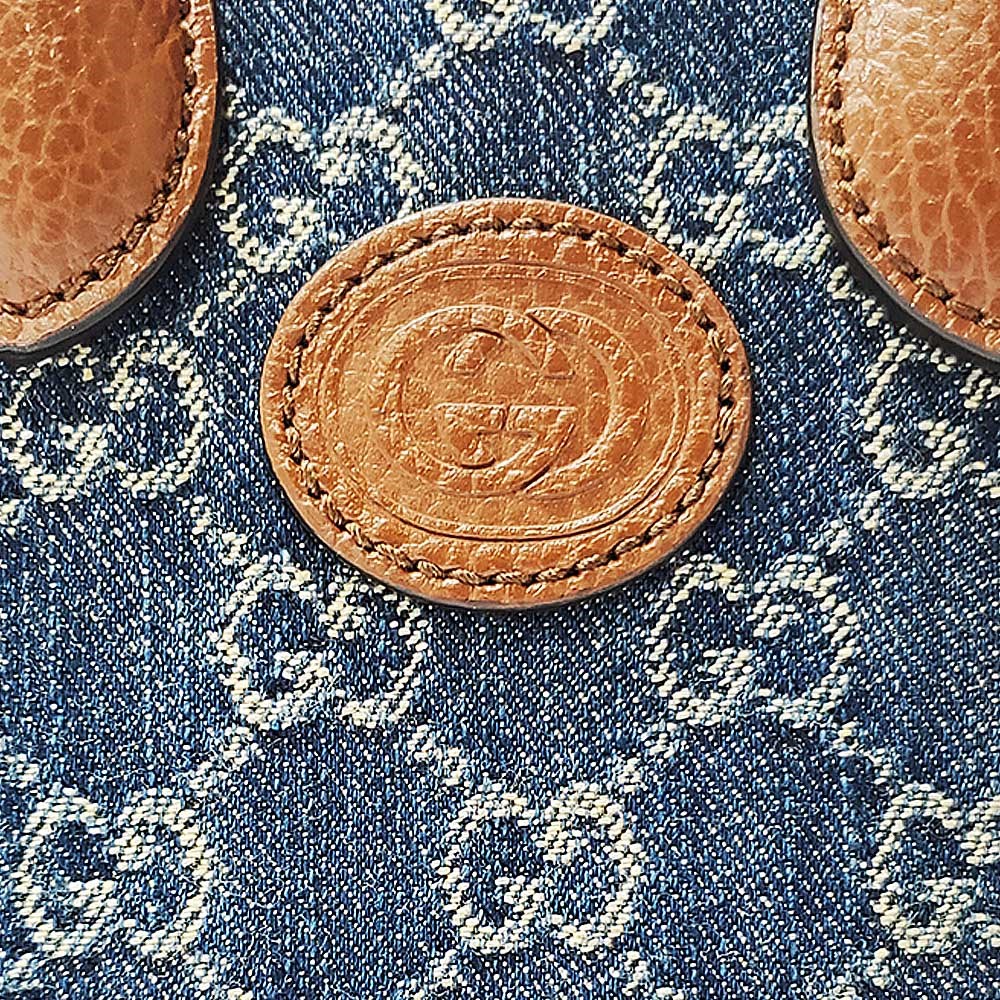 【GUCCI 古馳】671623 經典Interlocking G系列迷你中性款手提/單肩/斜背手機兩用包(丹寧)