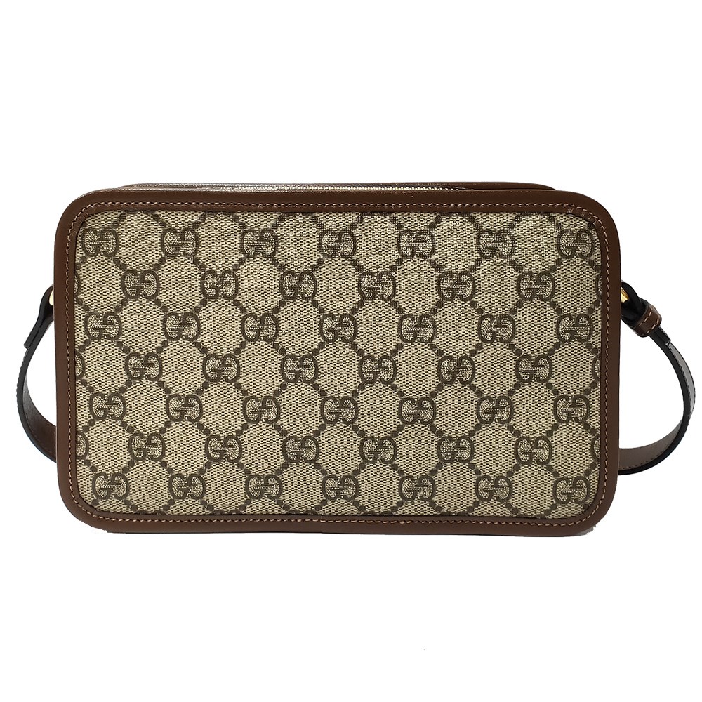 【GUCCI 古馳】658572 經典Retro系列GG Supreme帆布迷你斜背包(棕色)